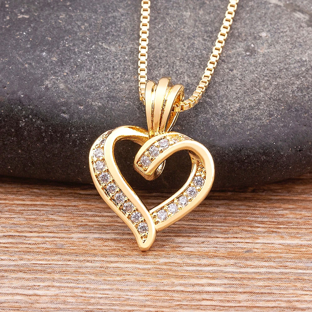 Fashion Creative Spiral Design Heart Pendant Necklace for Women Lovers Clavicle Chain Chocker Female Cute Zircon Jewelry