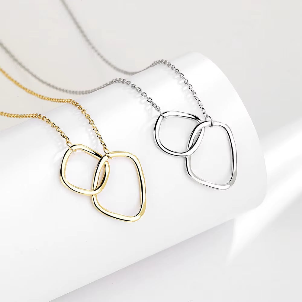Silver Necklace for Women Circle Shape Gold Plated Trendy O Chain Chocker Chirstamas Gift Fine Jewlery