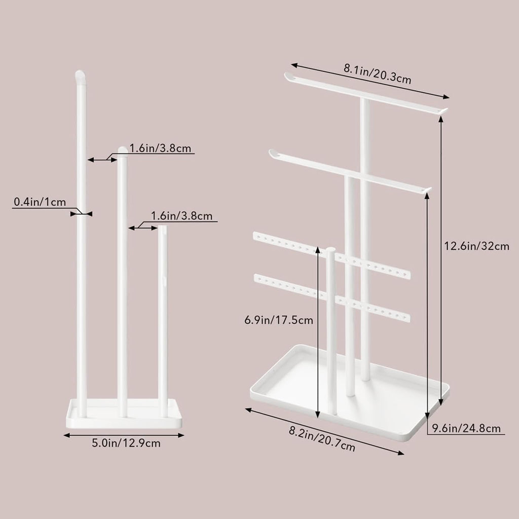 White Jewelry Organizer: 12.5" Sturdy Stand for 80 Pcs Jewelry