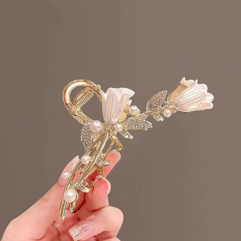 Fashion Cute Flower Alloy Hairclips for Women Adjustable Multicolour Metal Hairclip Party Everyday Jewlery