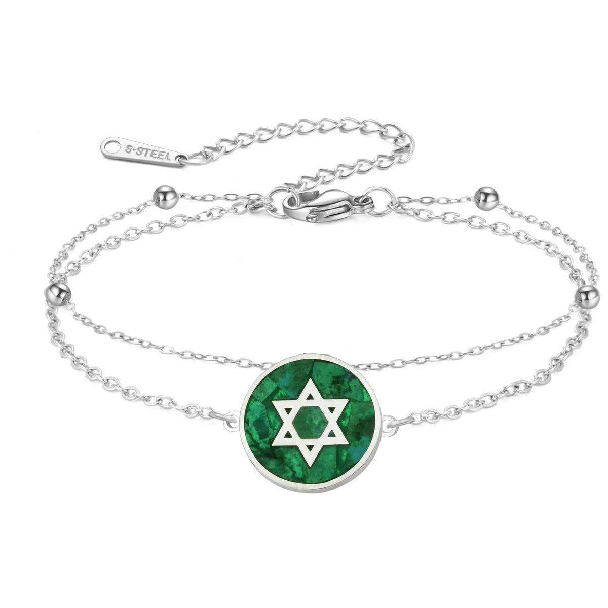 Star of David Bracelet for Women Jewish Magen David Eilat Stone Picture Adjustable Chain Protection Jewelry for Hanukkah