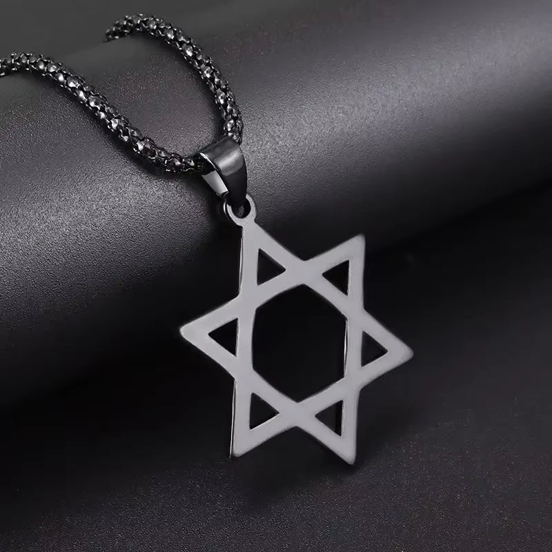 Men\'S High Quality Metal Gold Plated Star of David Masonic Pendant Necklace Classic Punk Religious Style Amulet Jewelry