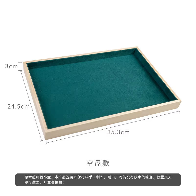 Wooden Green/Unqiue Beige Vevlet Case Necklace Organizer Jewlery Packaging Gift Box Ring Earring Holder Bracelet Stand Wholesale