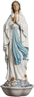 Our Lady of Lourdes Statue - 13 Inch Virgin Mary Praying Rosary Holder Catholic Blessed Mother Statue Hand Painted, Home Decor Religious Gift