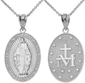 .925 Sterling Silver Miraculous Medal of Blessed Virgin Mary Catholic Charm Pendant Necklace with Rolo Chain and Pendant Only