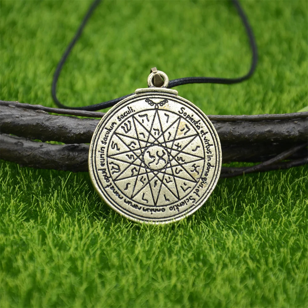 Double Side Key of Solomon Fourth Pentacle of Mercury Seal Pendant Necklace Wiccan Pagan Amulets Talismans Jewlery