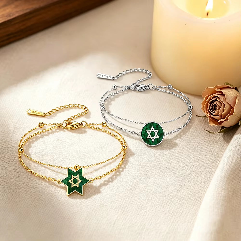 Star of David Bracelet for Women Jewish Magen David Eilat Stone Picture Adjustable Chain Protection Jewelry for Hanukkah