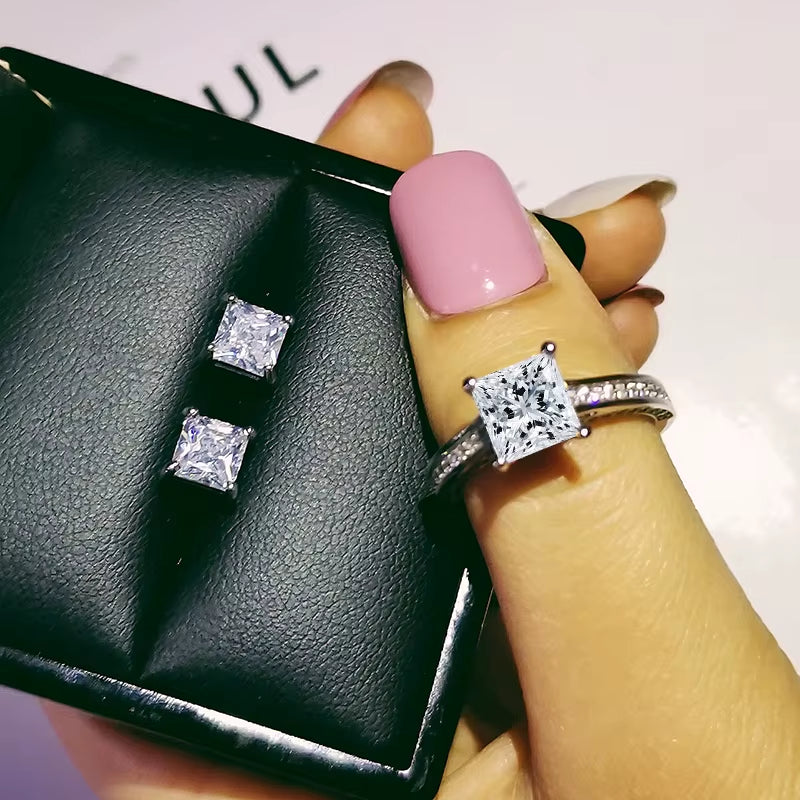 India Turkish Luxury Fashion Pink Blue Silver Color Jewelry Set for Wedding Women Dubai Ring Earring Party Gift Jewlery Z8