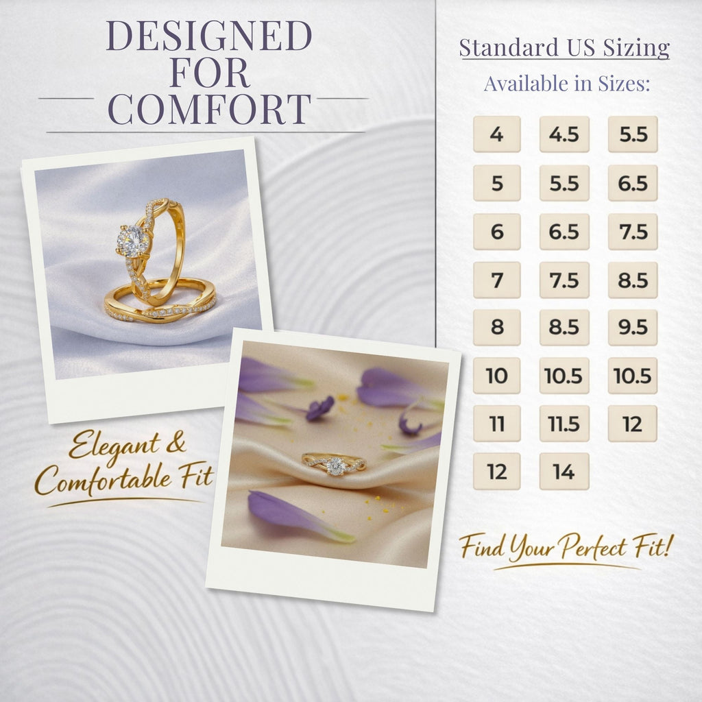 Queena 14K Gold over Sterling Silver Wedding Ring Set CZ Anniversary Band Engagement Ring for Women by Gingerlyne