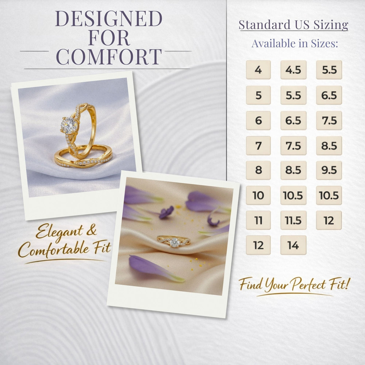 Queena 14K Gold over Sterling Silver Wedding Ring Set CZ Anniversary Band Engagement Ring for Women by Gingerlyne