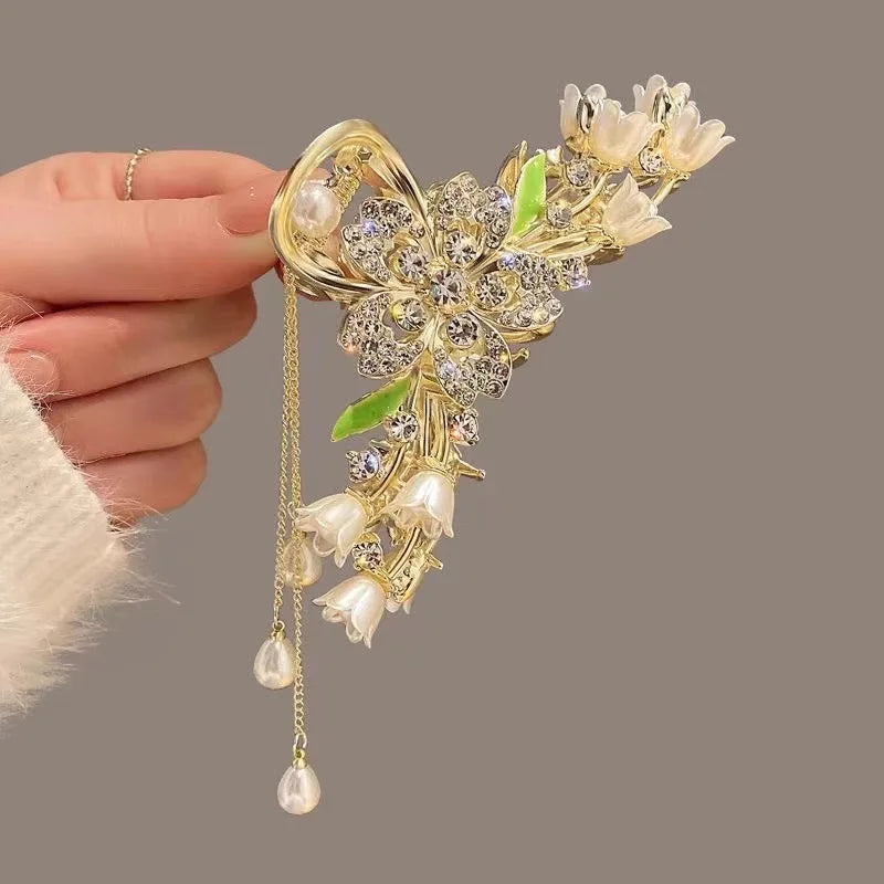 Fashion Cute Flower Alloy Hairclips for Women Adjustable Multicolour Metal Hairclip Party Everyday Jewlery