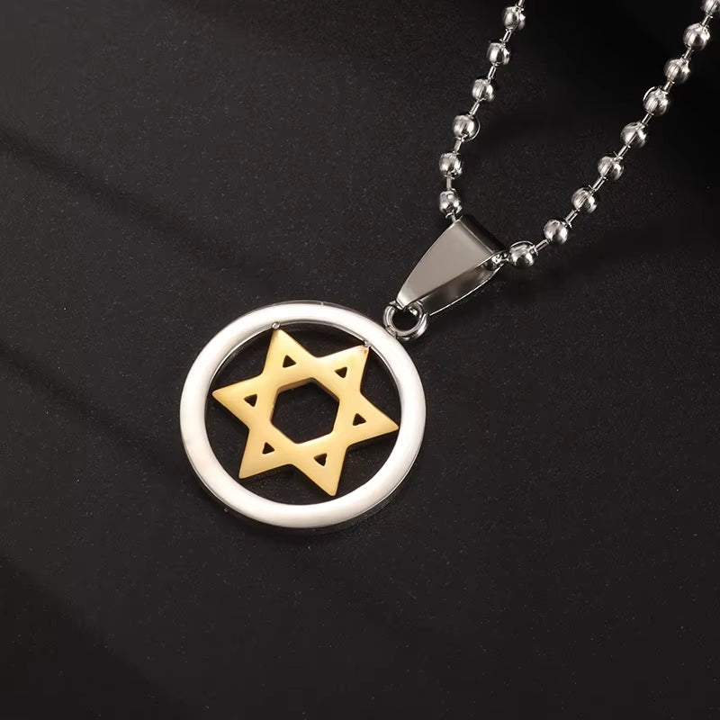 Men\'S High Quality Metal Gold Plated Star of David Masonic Pendant Necklace Classic Punk Religious Style Amulet Jewelry