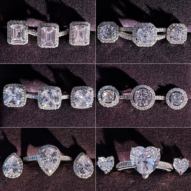 India Turkish Luxury Fashion Pink Blue Silver Color Jewelry Set for Wedding Women Dubai Ring Earring Party Gift Jewlery Z8