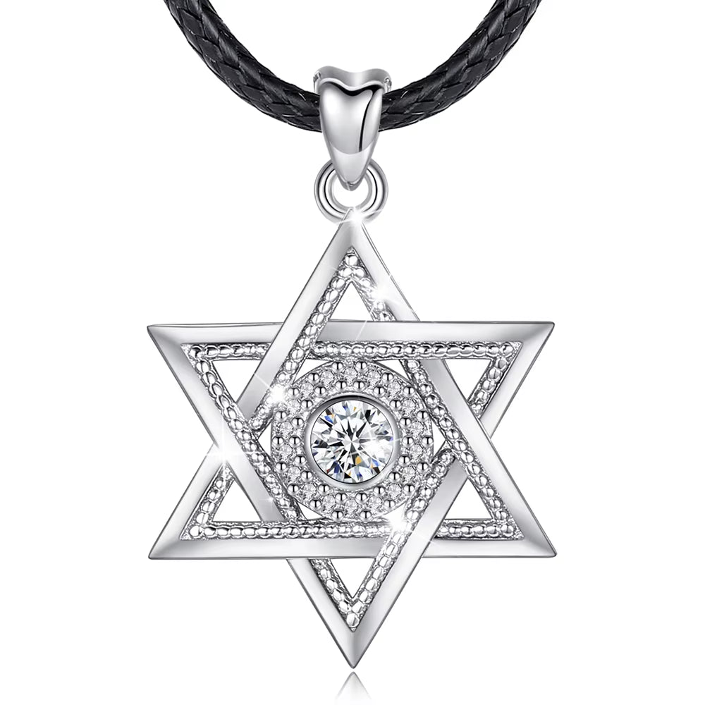 925 Sterling Silver Star of David Necklace Judaism Amulet Pendant Fine Zircon Religion Jewelry Festival Gift for Women