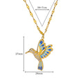 Cute Colorful Birds Necklaces for Women Stainless Steel Gold Color Chain Heart Grass Pendant Necklace Wedding Jewlery Gift New
