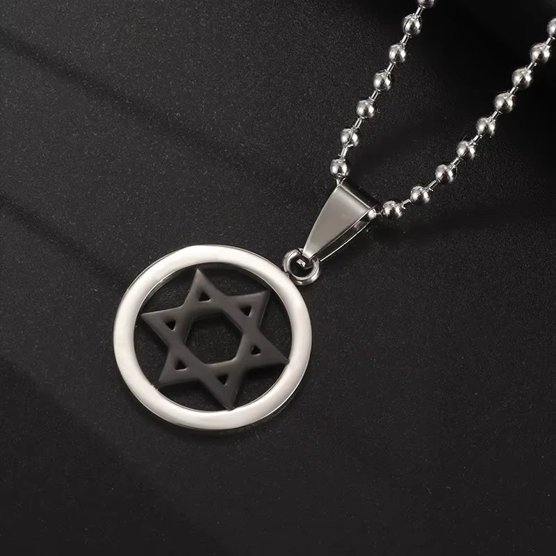 Men\'S High Quality Metal Gold Plated Star of David Masonic Pendant Necklace Classic Punk Religious Style Amulet Jewelry