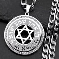 Hebrew Star of David Crystals Pendant Necklace for Women Men Stainless Steel Gold Color Jewish Hexagram Hip Hop Chain Jewelry