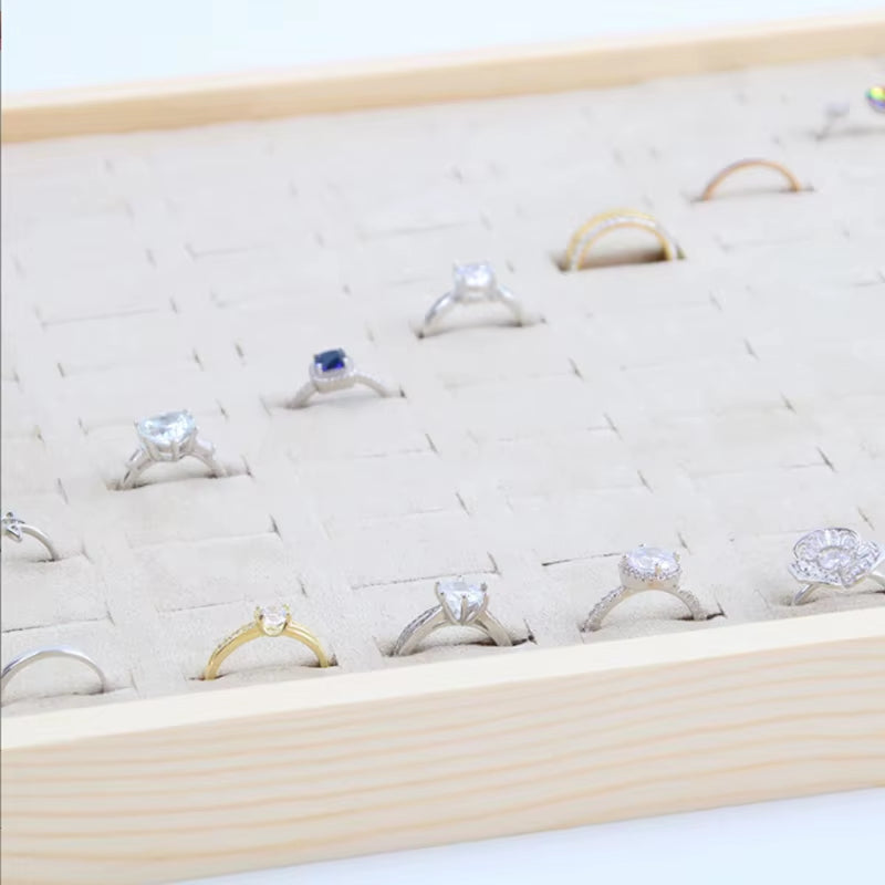 Wooden Green/Unqiue Beige Vevlet Case Necklace Organizer Jewlery Packaging Gift Box Ring Earring Holder Bracelet Stand Wholesale