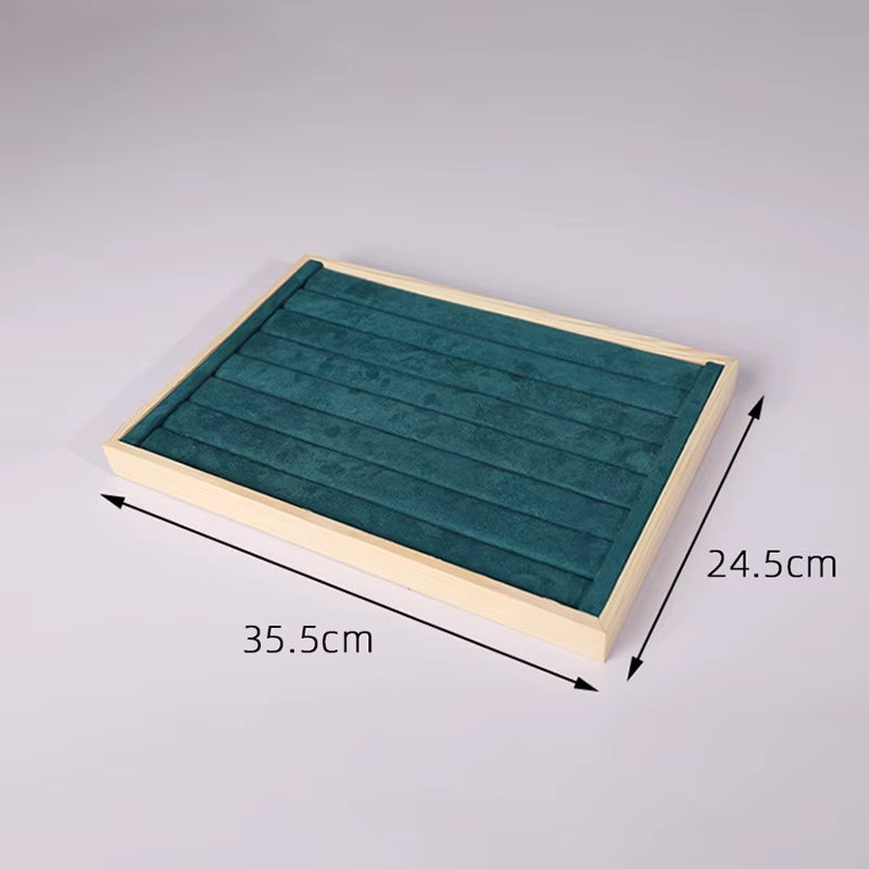 Wooden Green/Unqiue Beige Vevlet Case Necklace Organizer Jewlery Packaging Gift Box Ring Earring Holder Bracelet Stand Wholesale