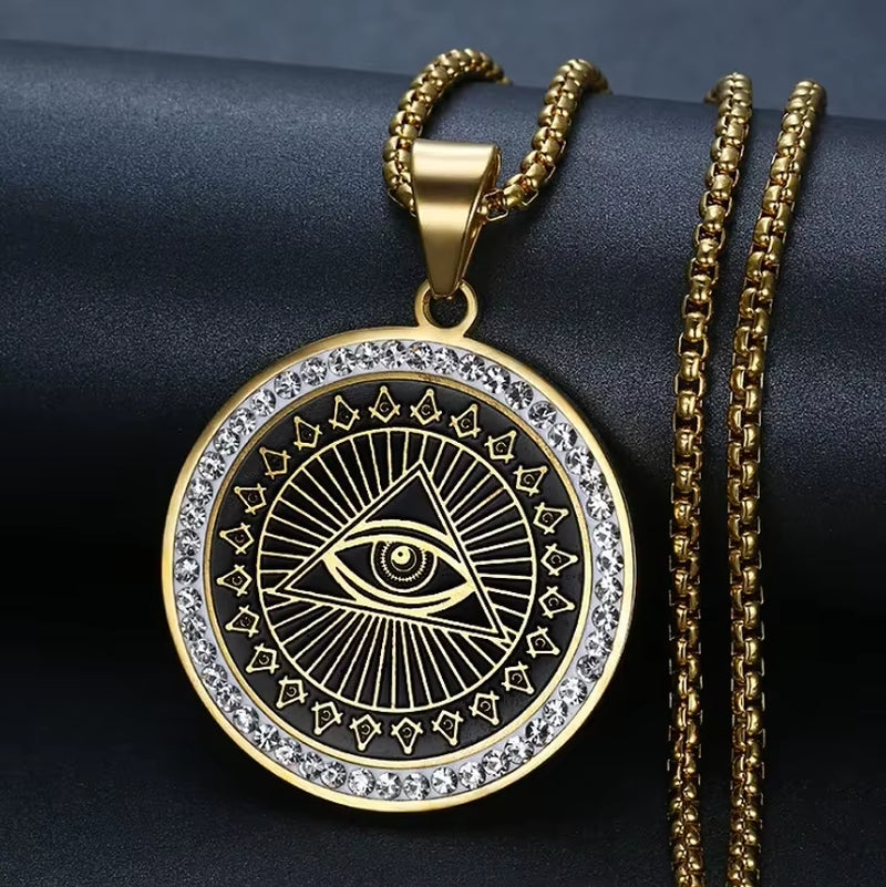 Men\'S High Quality Metal Gold Plated Star of David Masonic Pendant Necklace Classic Punk Religious Style Amulet Jewelry