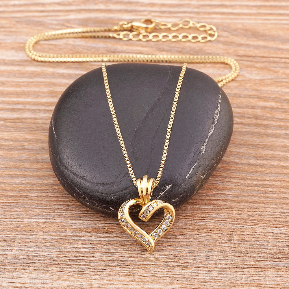 Fashion Creative Spiral Design Heart Pendant Necklace for Women Lovers Clavicle Chain Chocker Female Cute Zircon Jewelry