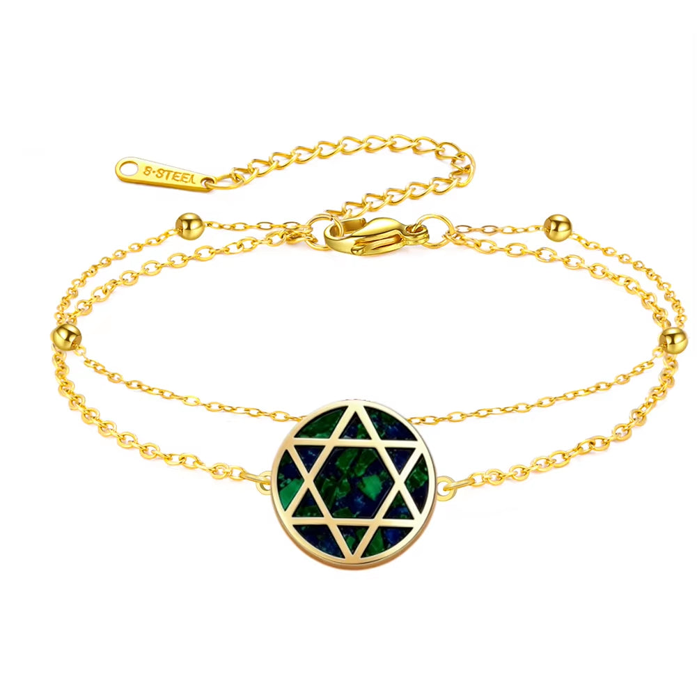 Star of David Bracelet for Women Jewish Magen David Eilat Stone Picture Adjustable Chain Protection Jewelry for Hanukkah