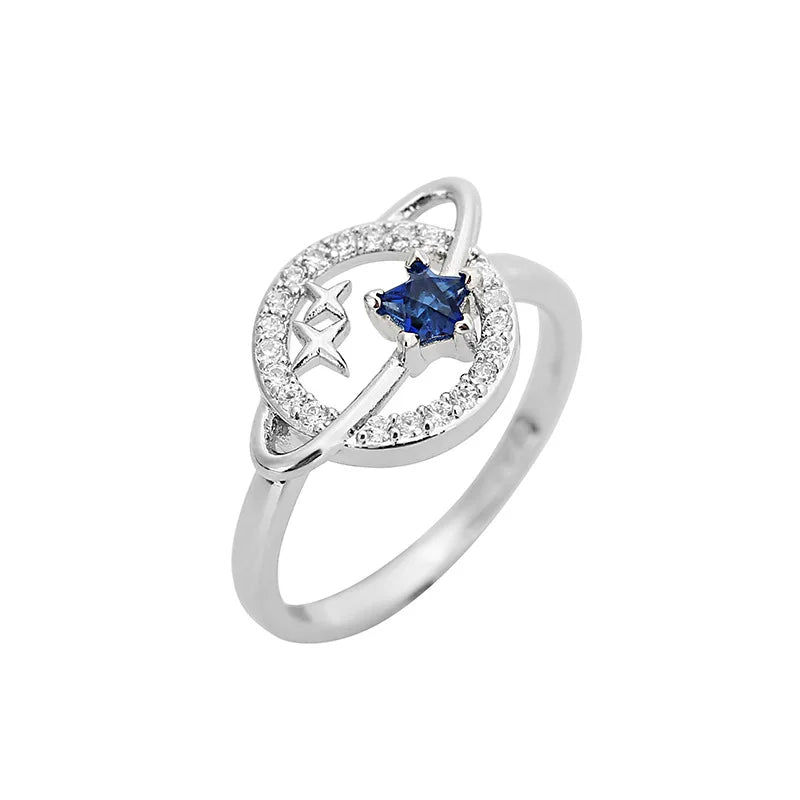 Design Star Earth Ring Wedding Engagement Rings for Women Mens Blue Crystal round for Women Jewlery Whole Sale