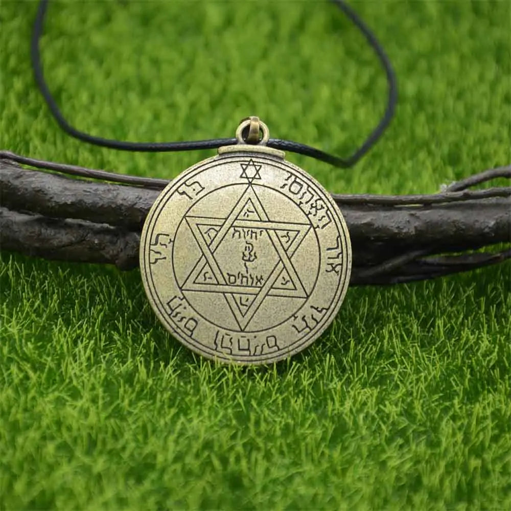 Double Side Key of Solomon Fourth Pentacle of Mercury Seal Pendant Necklace Wiccan Pagan Amulets Talismans Jewlery
