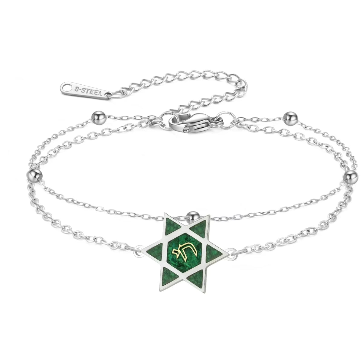 Star of David Bracelet for Women Jewish Magen David Eilat Stone Picture Adjustable Chain Protection Jewelry for Hanukkah