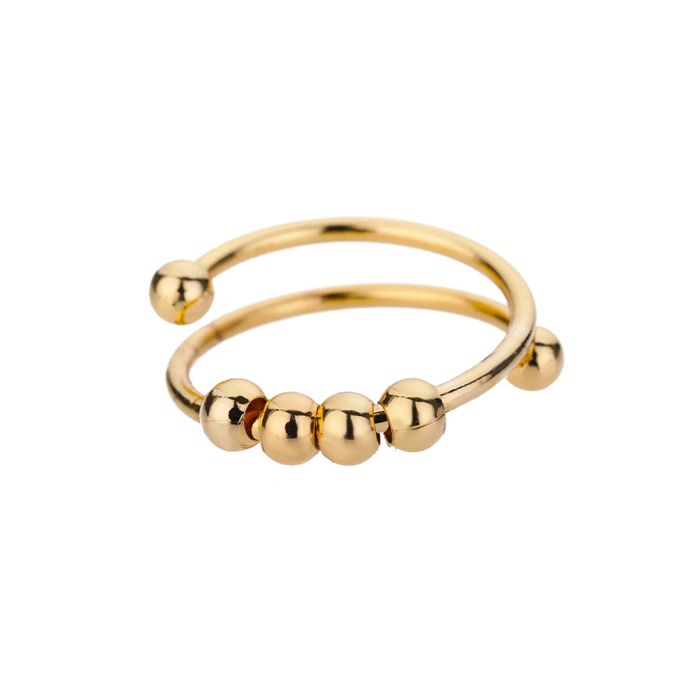 Vintage Beads Rings Finger for Women Rotate Freely anti Stress Anxiety Single Ring Coil Spiral Beads Rotate Jewlery Gift Femme