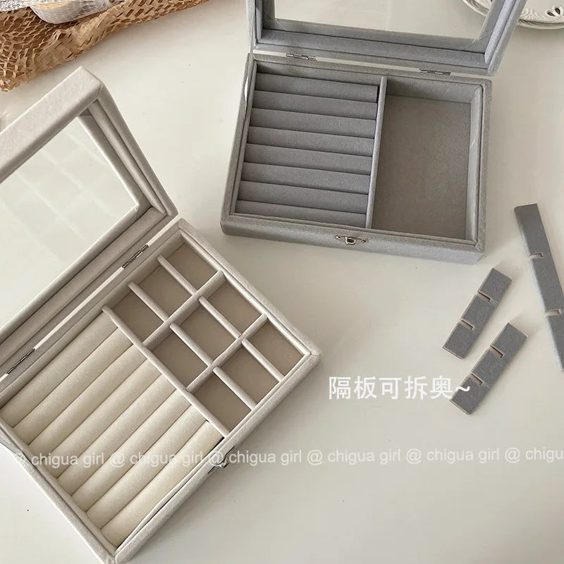 Jewelry Storage Box Earring Ring Necklace Organizers Storage Transparent Jewlery Holder Display Box for Jewelry Classification
