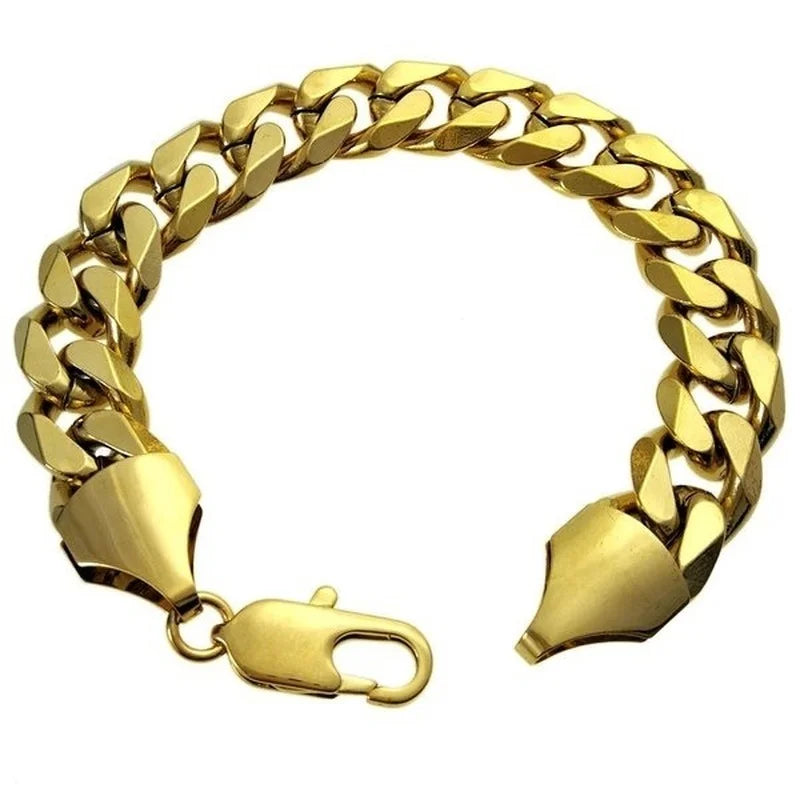 Yellow Gold Color Noble Mens Bracelet Chain Gift Jewelry B163