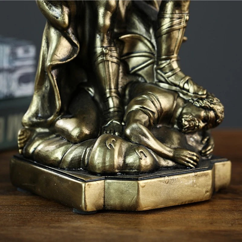 San Miguel Archangel Statue Retro Bronzed Resin Mythology Angel Figurine Christian Catholic Home Decorations Desktop Ornaments