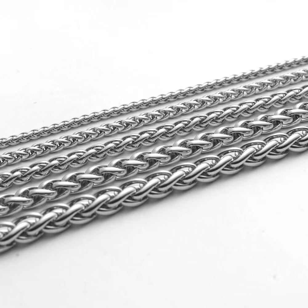 Wholesale Jewelry -- 50/60/70/80/90/100/120 Cm Stainless Steel White Long Weave Chain Necklaces for Men Fashion Jewlery No Fade