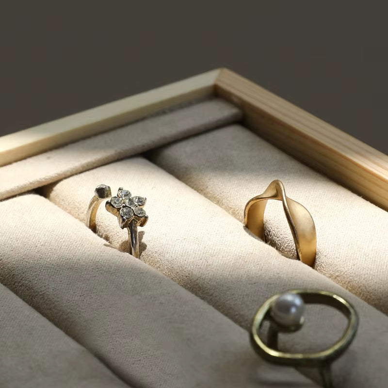 Wooden Green/Unqiue Beige Vevlet Case Necklace Organizer Jewlery Packaging Gift Box Ring Earring Holder Bracelet Stand Wholesale