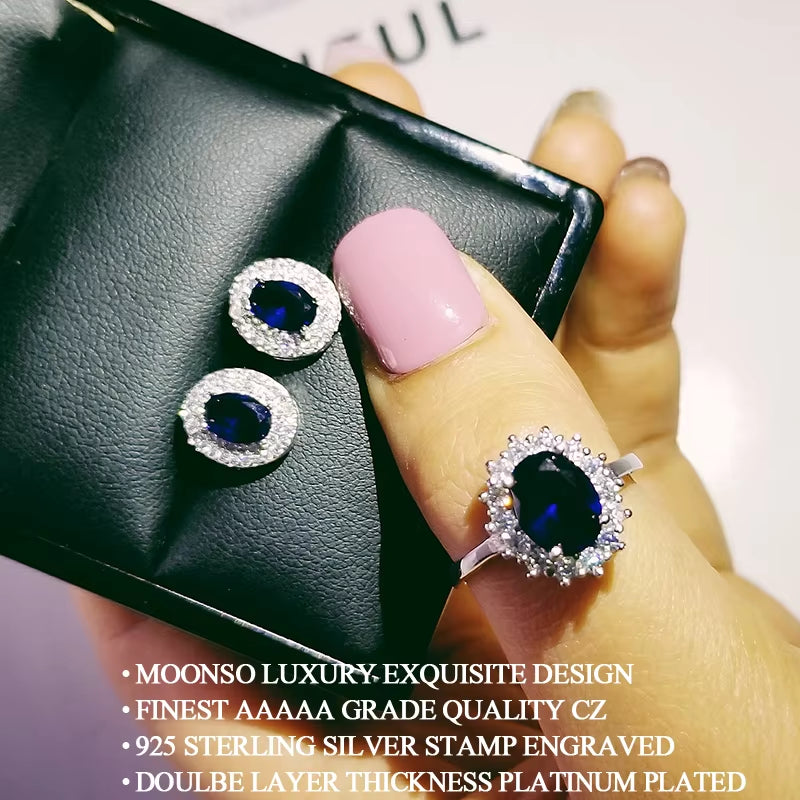 India Turkish Luxury Fashion Pink Blue Silver Color Jewelry Set for Wedding Women Dubai Ring Earring Party Gift Jewlery Z8