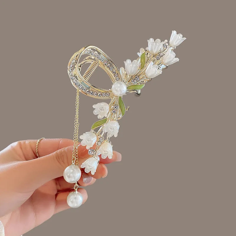 Fashion Cute Flower Alloy Hairclips for Women Adjustable Multicolour Metal Hairclip Party Everyday Jewlery