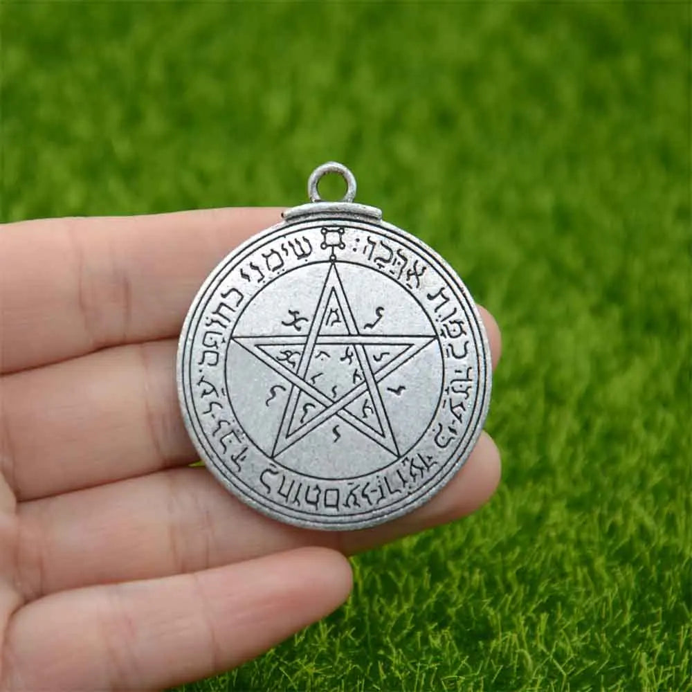Double Side Key of Solomon Fourth Pentacle of Mercury Seal Pendant Necklace Wiccan Pagan Amulets Talismans Jewlery