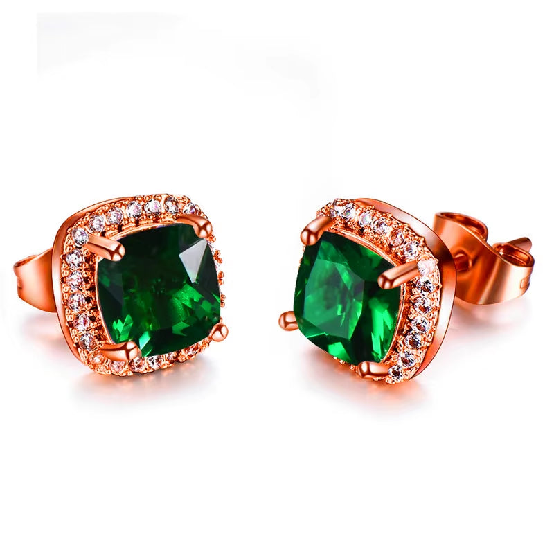 Luxury Female Crystal Zircon Stone Earrings Fashion Silver Color Jewelry Vintage Double Stud Earrings for Women