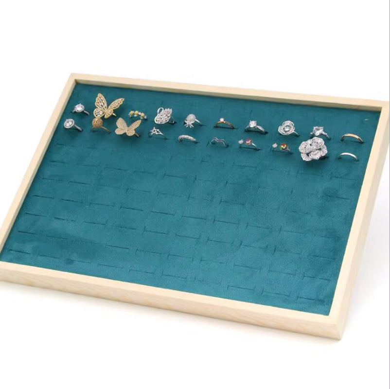 Wooden Green/Unqiue Beige Vevlet Case Necklace Organizer Jewlery Packaging Gift Box Ring Earring Holder Bracelet Stand Wholesale