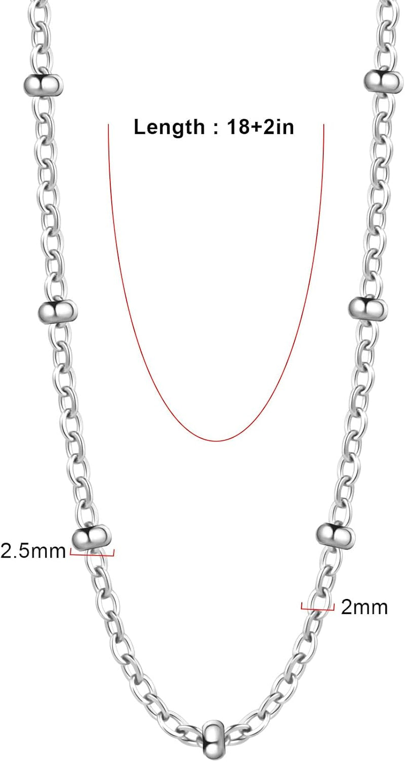 24PCS Silver Stainless Steel Cable Satellite Necklace for Jewelry Making