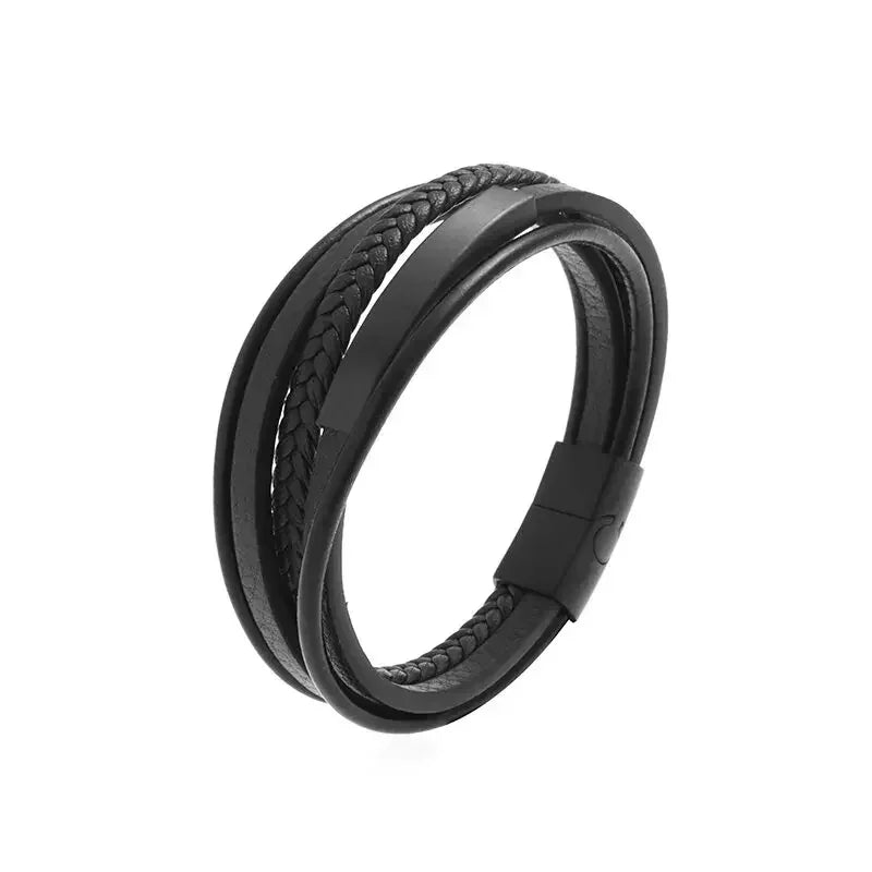 Fashion Star of David Multilayer Leather Braided Bracelet with Magnetic Clasp Men\\\\\\\'S Vintage Judaica Amulet Jewelry