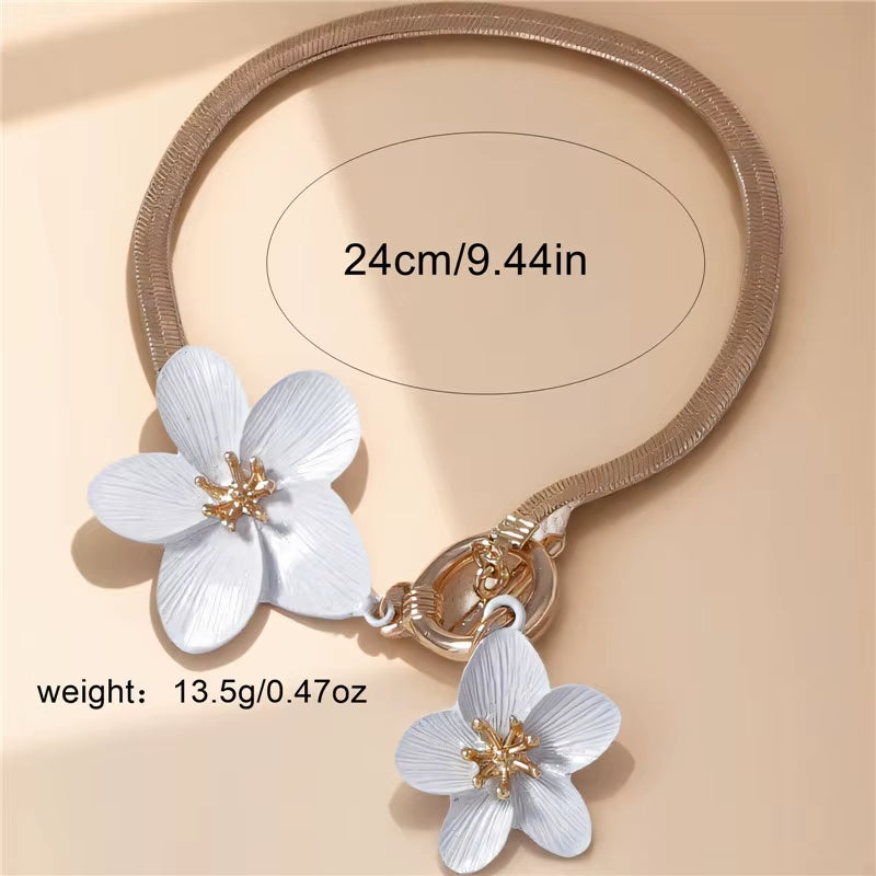 [Gorgeousxx] Fashion Cherry Blossom Charm Anklets for Women Summer Beach Jewlery Accessories