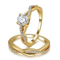 Queena 14K Gold over Sterling Silver Wedding Ring Set CZ Anniversary Band Engagement Ring for Women by Gingerlyne