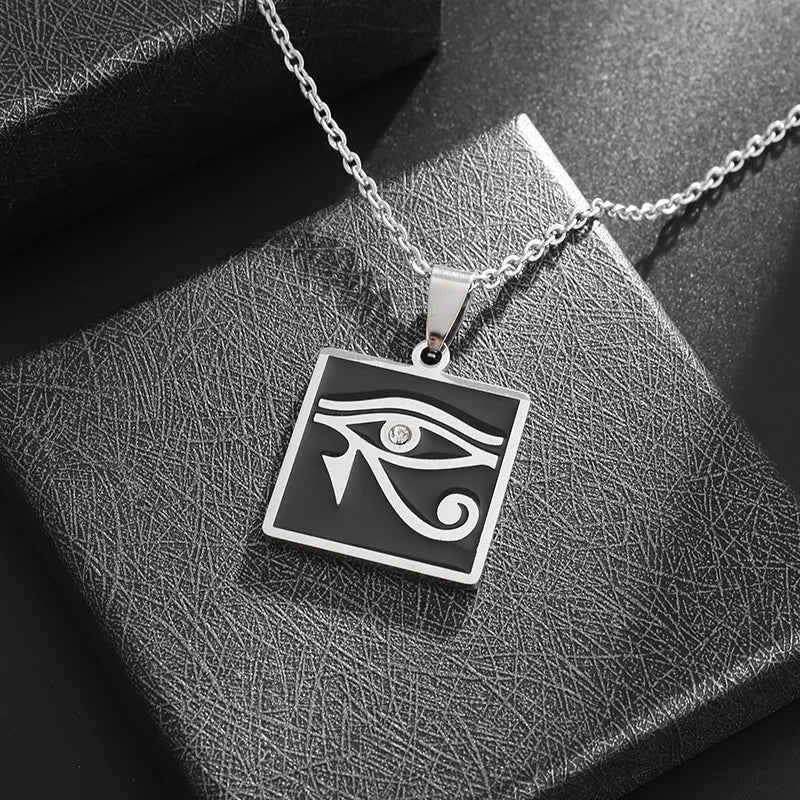 Eye of Horus, Eye of God Necklace, Rotatable Evil Eye Pendant, Men'S Trendy Retro Weird Egyptian Amulet Jewelry