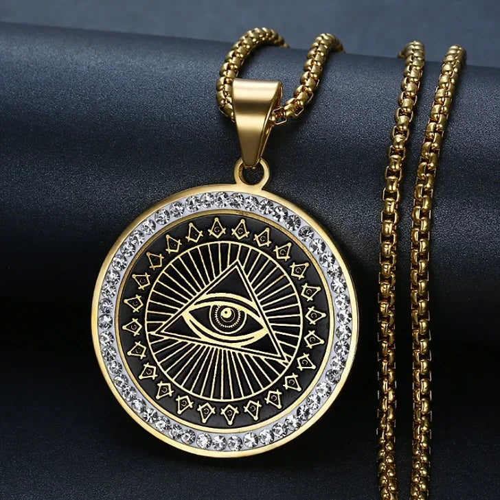 Eye of Horus, Eye of God Necklace, Rotatable Evil Eye Pendant, Men'S Trendy Retro Weird Egyptian Amulet Jewelry