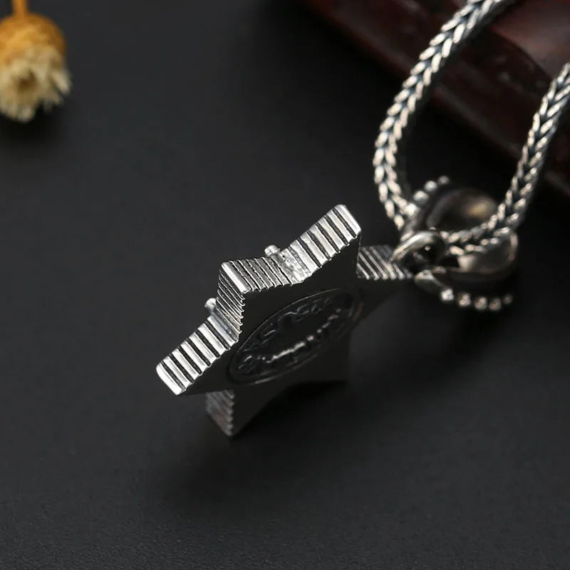 S925 Sterling Silver Charms Pendants for Women Men New Fashion 3D Hexagonal Star Personality Punk Jewelry Wholesale