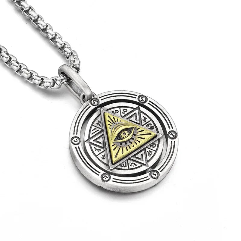 Eye of Horus, Eye of God Necklace, Rotatable Evil Eye Pendant, Men'S Trendy Retro Weird Egyptian Amulet Jewelry