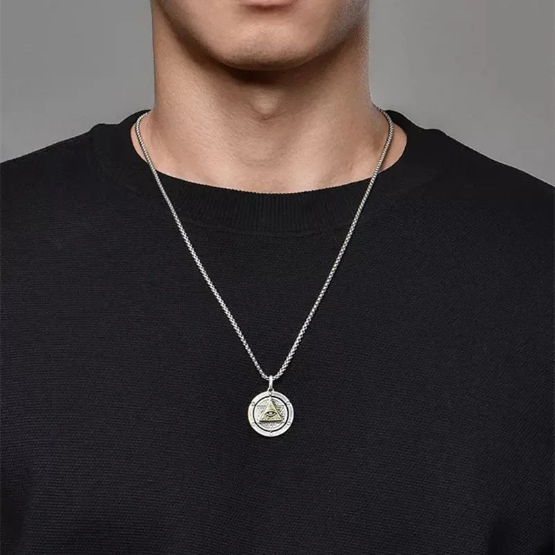 Eye of Horus, Eye of God Necklace, Rotatable Evil Eye Pendant, Men'S Trendy Retro Weird Egyptian Amulet Jewelry