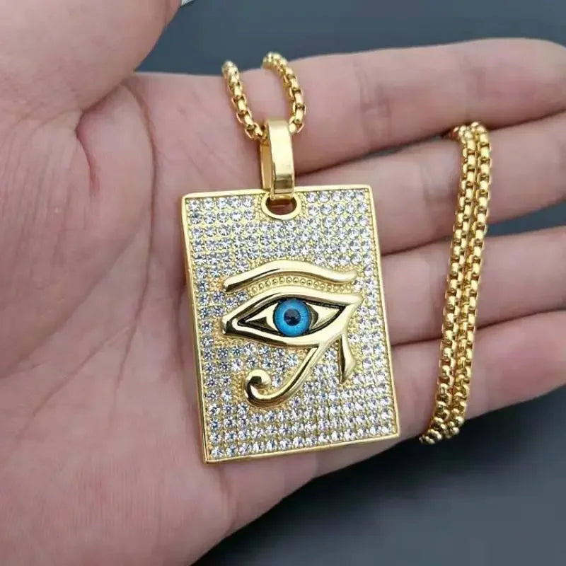 Eye of Horus, Eye of God Necklace, Rotatable Evil Eye Pendant, Men'S Trendy Retro Weird Egyptian Amulet Jewelry